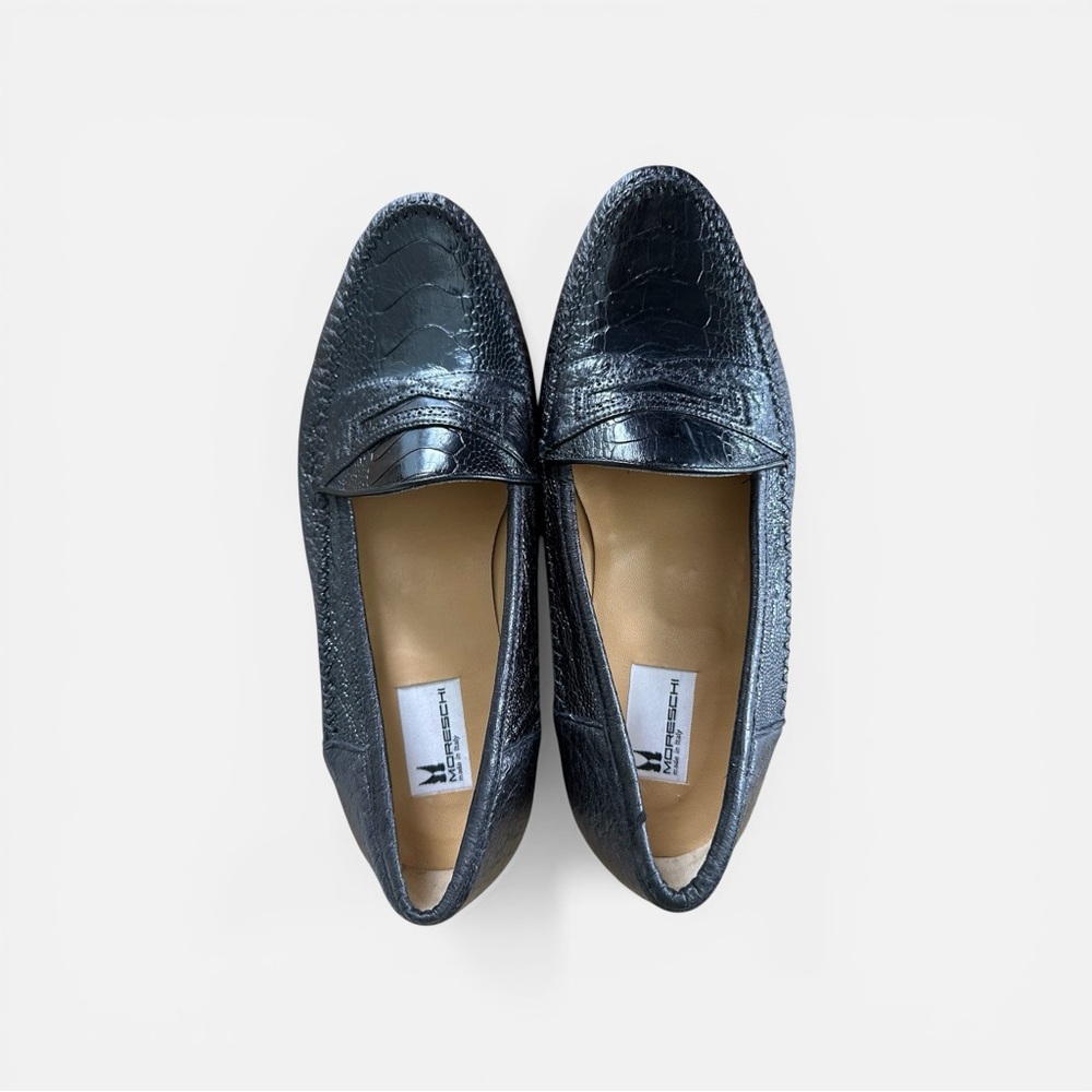 Moreschi Black Leather Loafers Made in Italy Men’s Size 9 - Picture 5 of 7